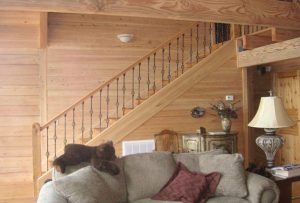 Wrought Iron Balusters on Wooden Stairway