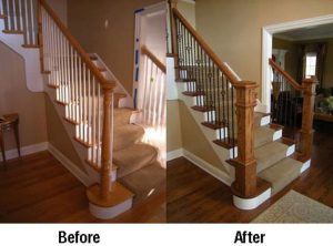 Box Newels and Wrought Iron Balusters