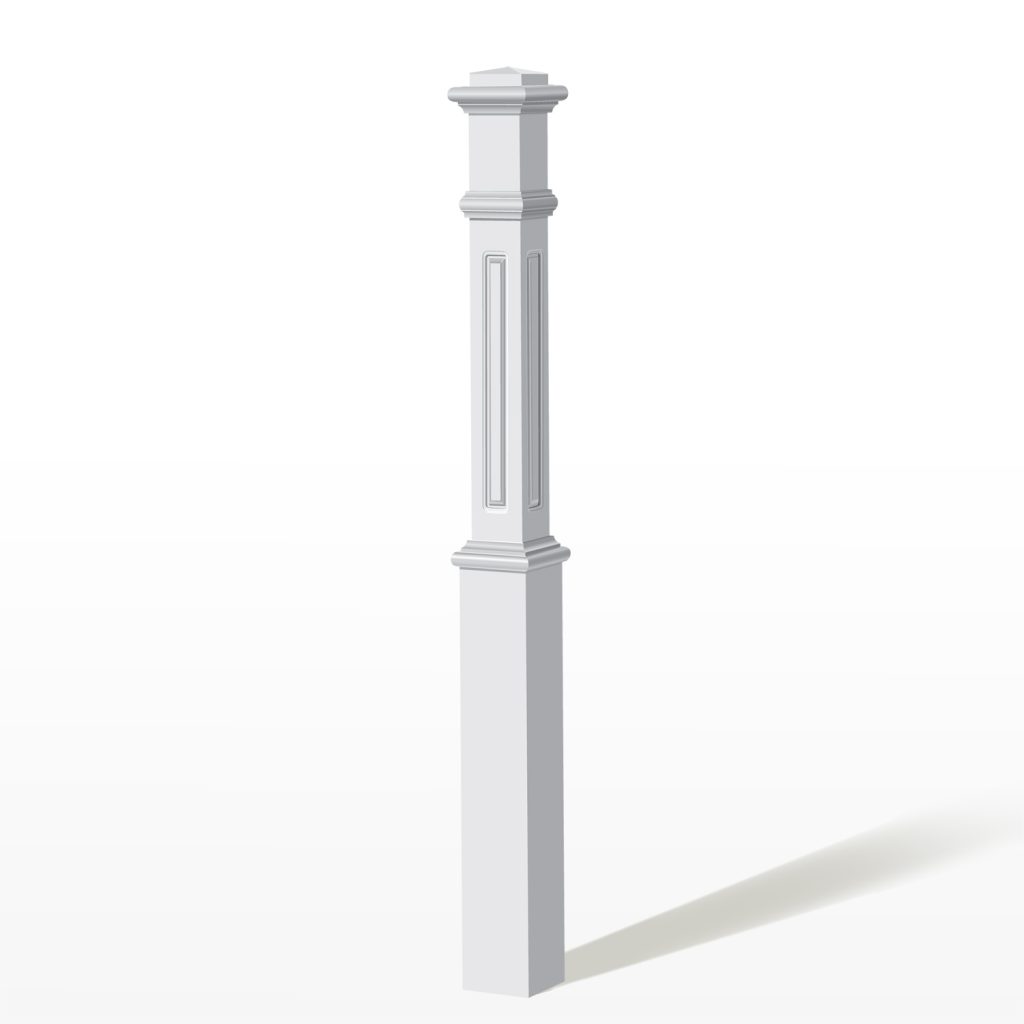 4621 White Paint Raised Panel Box Newel