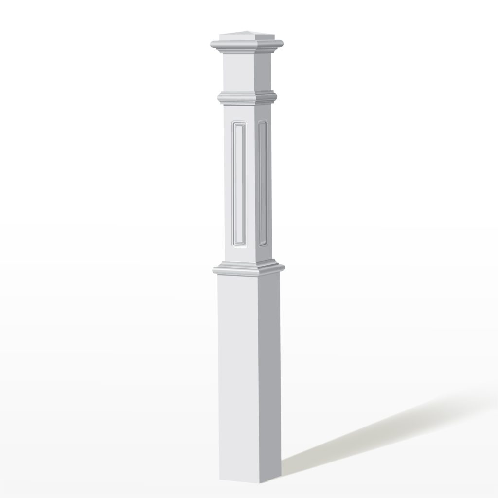 4791 White Paint Raised Panel Box Newel