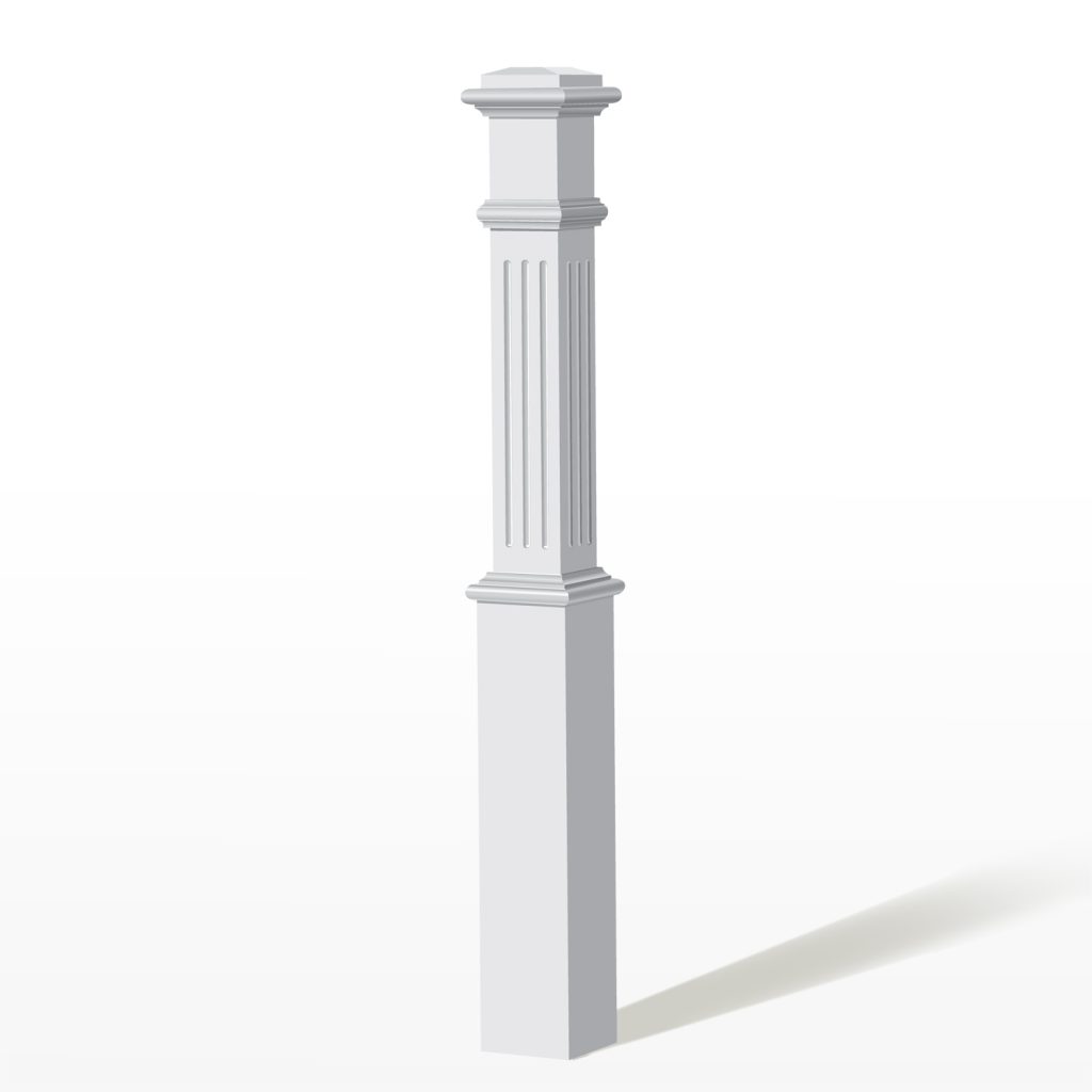 4891 White Paint Fluted Box Newel