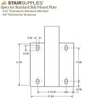 Side Mount Flat Top Square 2" Cable Railing Post - Image 6